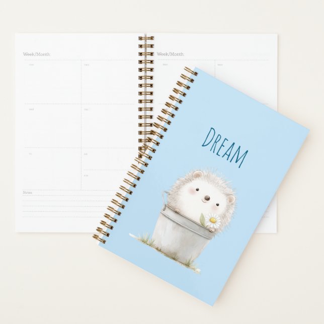 Blue Garden Hedgehog with Daisy Flower  Planner (Display)