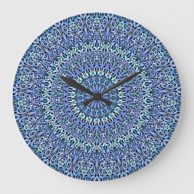 Blue Garden of Life Mandala Large Clock (Front)