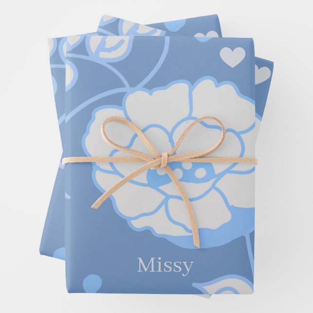 Blue Garden Wrapping Paper Sheet (In situ)