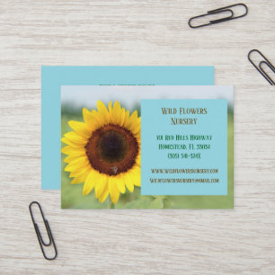 Blue Gardener Landscaper  Florist Sunflower Business Card