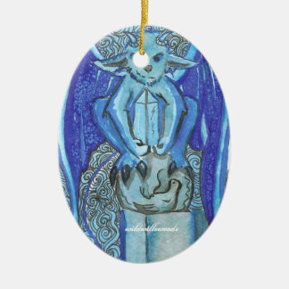 blue gargoyle ceramic ornament