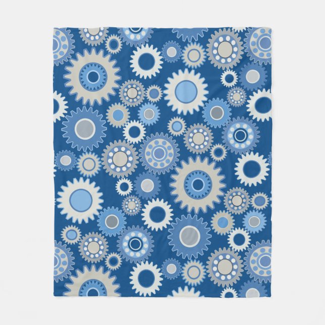 Blue Gears Fleece Blanket (Front)