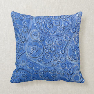 Blue Gears Throw Pillow