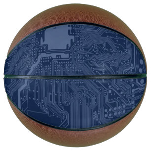 Blue Geek Motherboard Circuit Pattern Basketball
