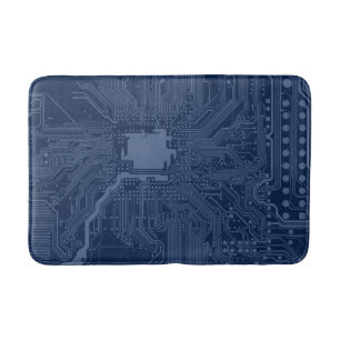 Blue Geek Motherboard Circuit Pattern Bath Mat