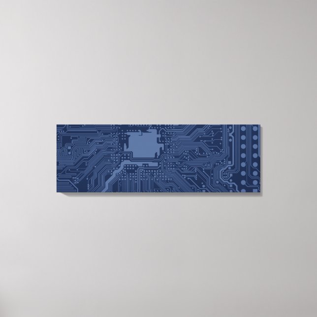 Blue Geek Motherboard Circuit Pattern Canvas Print (Front)