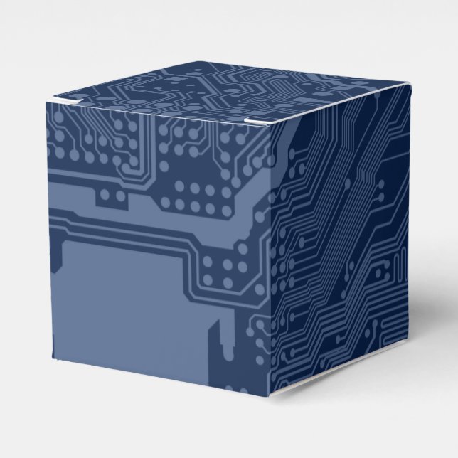 Blue Geek Motherboard Circuit Pattern Favor Box (Front Side)