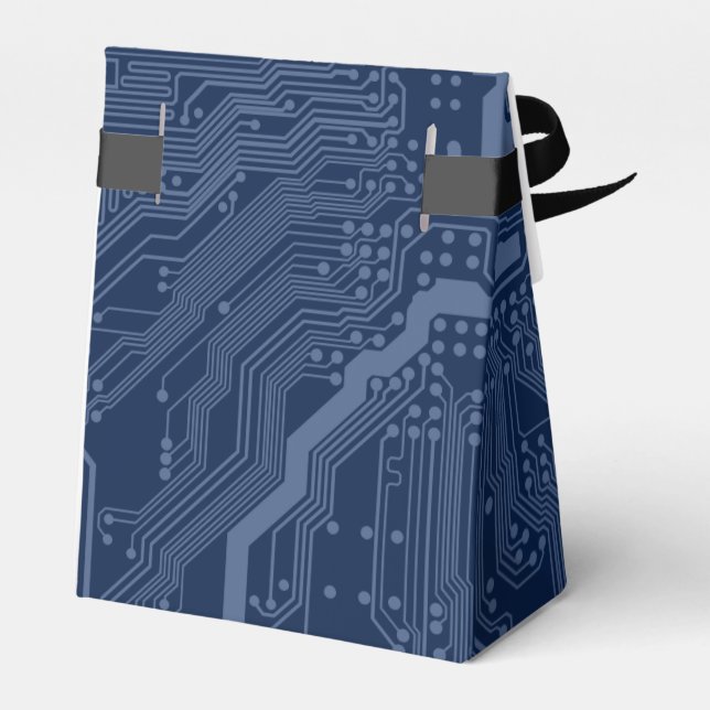 Blue Geek Motherboard Circuit Pattern Favor Box (Back Side)