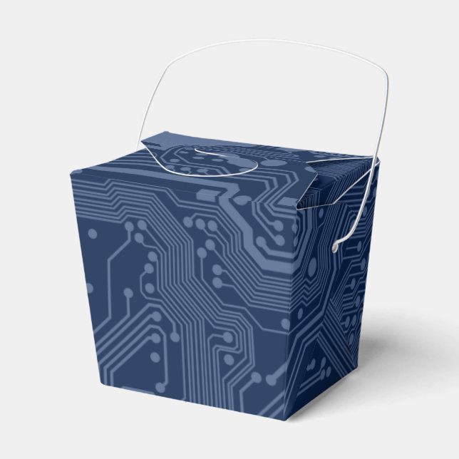 Blue Geek Motherboard Circuit Pattern Favor Box (Front Side)