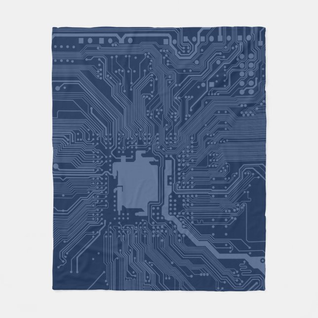 Blue Geek Motherboard Circuit Pattern Fleece Blanket (Front)