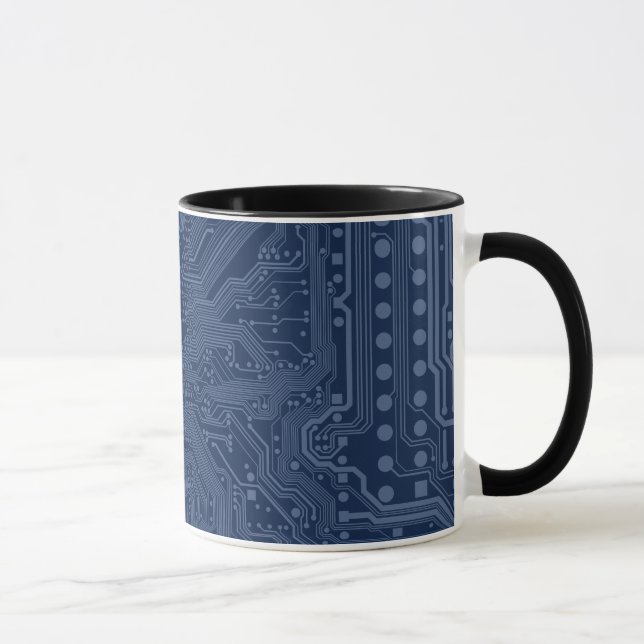 Blue Geek Motherboard Circuit Pattern Mug (Right)