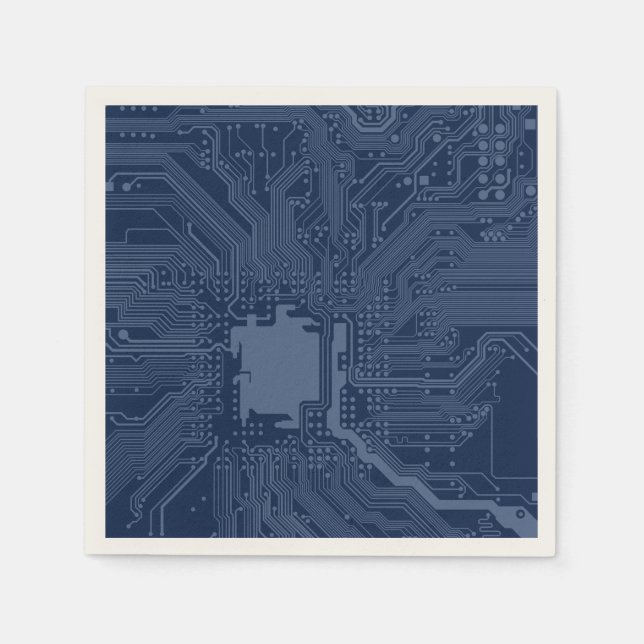 Blue Geek Motherboard Circuit Pattern Napkin (Front)