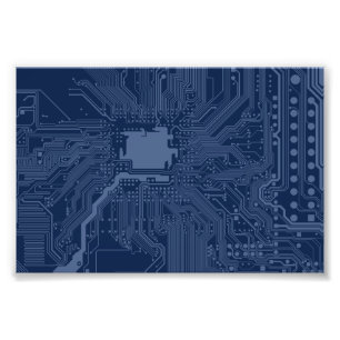 Blue Geek Motherboard Circuit Pattern Photo Print