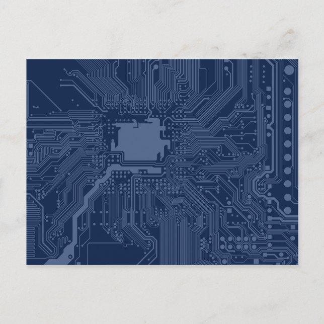 Blue Geek Motherboard Circuit Pattern Postcard (Front)