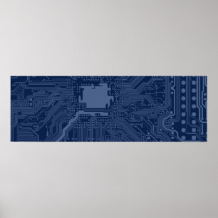 Blue Geek Motherboard Circuit Pattern Poster