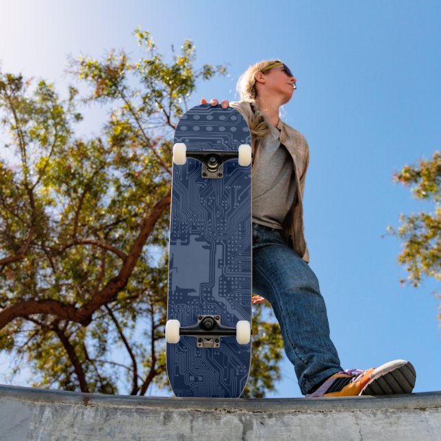 Blue Geek Motherboard Circuit Pattern Skateboard (Outdoor 1)