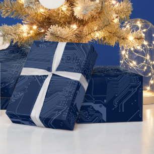 Blue Geek Motherboard Circuit Pattern Wrapping Paper