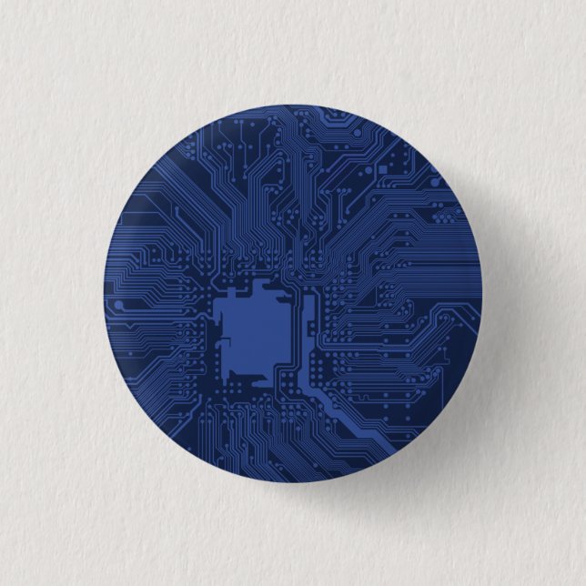 Blue Geek Motherboard Pattern 1 Inch Round Button (Front)