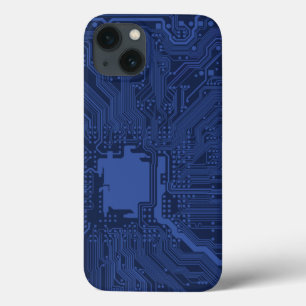 Blue Geek Motherboard Pattern iPhone 13 Case