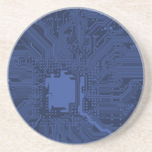 Blue Geek Motherboard Pattern Coaster