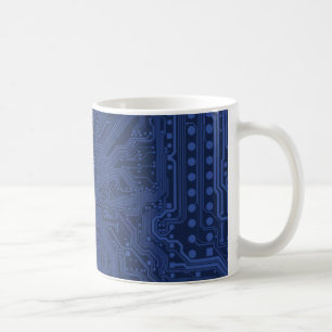 Blue Geek Motherboard Pattern Coffee Mug