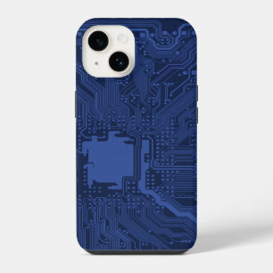 Blue Geek Motherboard Pattern iPhone 14 Case