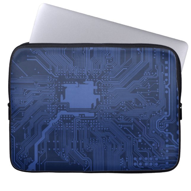 Blue Geek Motherboard Pattern Laptop Sleeve (Front)