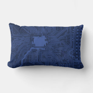 Blue Geek Motherboard Pattern Lumbar Pillow