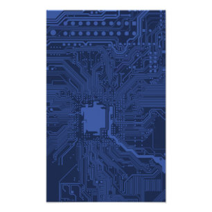 Blue Geek Motherboard Pattern Photo Print