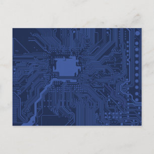 Blue Geek Motherboard Pattern Postcard