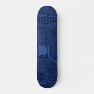 Blue Geek Motherboard Pattern Skateboard