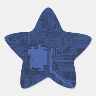 Blue Geek Motherboard Pattern Star Sticker