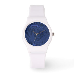 Blue Geek Motherboard Pattern Watch