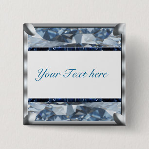 Blue Gem Design 2 Inch Square Button