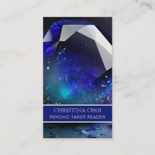 Blue Gemstone Crystal Psychic Tarot Reader QR Code Business Card