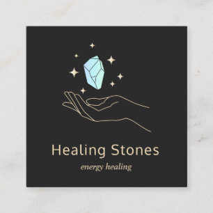 Blue Gemstone Energy Crystal Healer Square Business Card