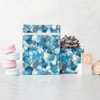 Blue Gemstones Wrapping Paper