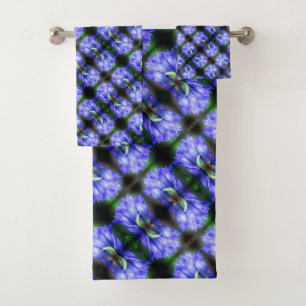 Blue Gentian Flower Abstract Pattern Bath Towel Set