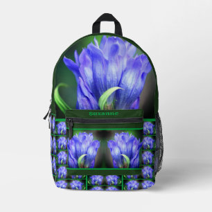 Blue Gentian Flower Mirror Personalized Printed Backpack
