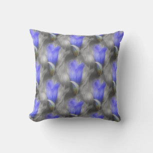 Blue Gentian Flower Nature Pattern Throw Pillow