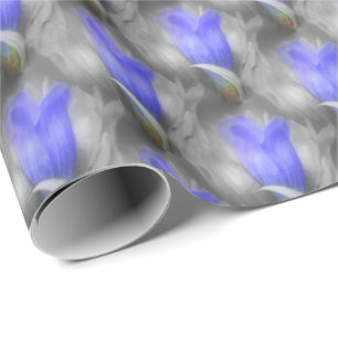 Blue Gentian Flower Nature Pattern   Wrapping Paper
