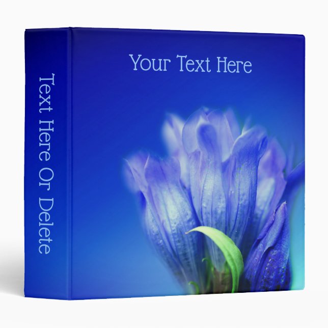 Blue Gentian Flower Nature Personalized Binder (Front/Spine)