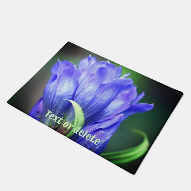 Blue Gentian Flower Personalized Doormat (Angled)