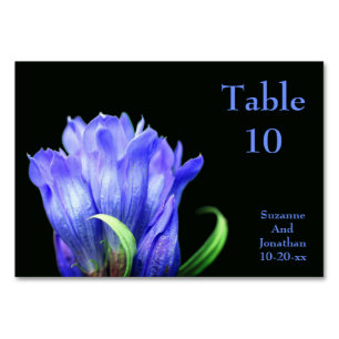 Blue Gentian Flower Personalized Wedding  Table Number