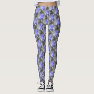 Blue Gentian Flowers Nature Art Pattern Leggings