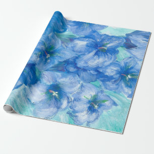 Blue Gentian Painting Wrapping Paper