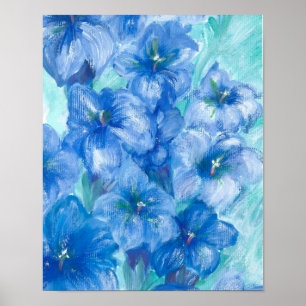 Blue Gentian Wildflower Painting  Poster