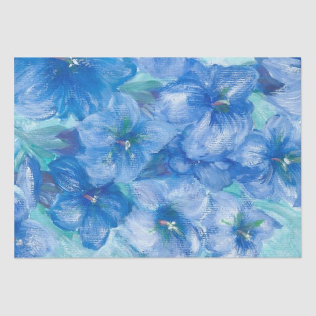 Blue Gentian Wildflower Painting   Tissue Paper (Front)