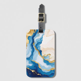 Blue geode Abstract Watercolor Luggage Tag