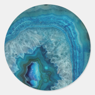 Blue Geode Rock Mineral Agate Crystal Image Classic Round Sticker